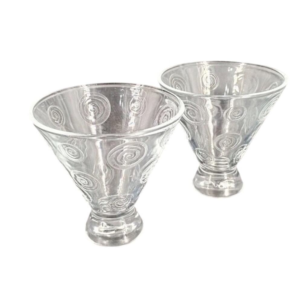 Set of Hpnotiq Embossed Logo Swirl Circle‎ Martini Cocktail Glasses